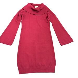 Joan Vass Nordstrom Womens deep red cowl neck sweater dress size small